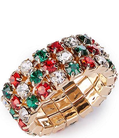 Merry & Bright Holiday Rhinestone Stretch Ring