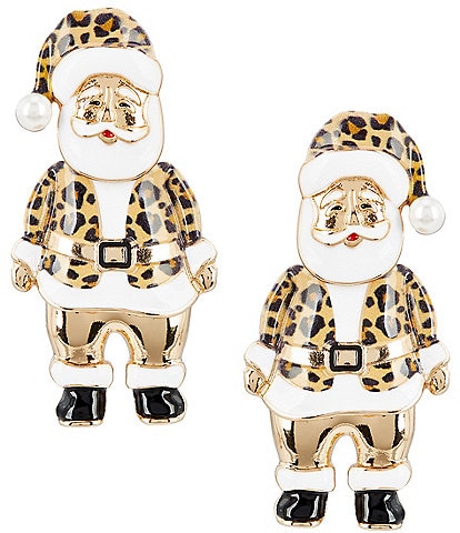 Merry & Bright Leopard Print Santa Drop Earrings