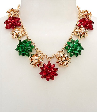 Merry & Bright Metallic Bow Statement Necklace
