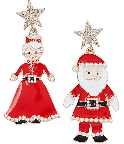 Merry & Bright Mr. & Mrs. Clause Holiday Drop Earrings