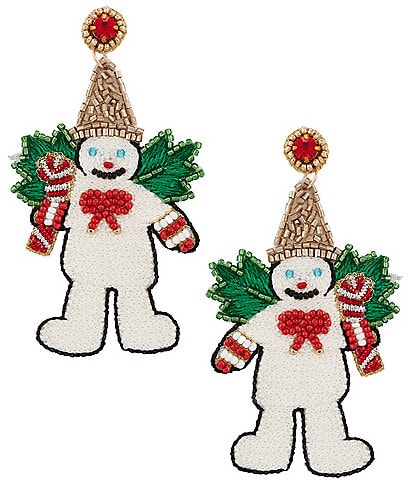Merry & Bright Mr. Bingle Christmas Beaded Drop Earrings