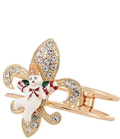 Merry & Bright Mr. Bingle Christmas Fleur De Lis Hinge Bracelet