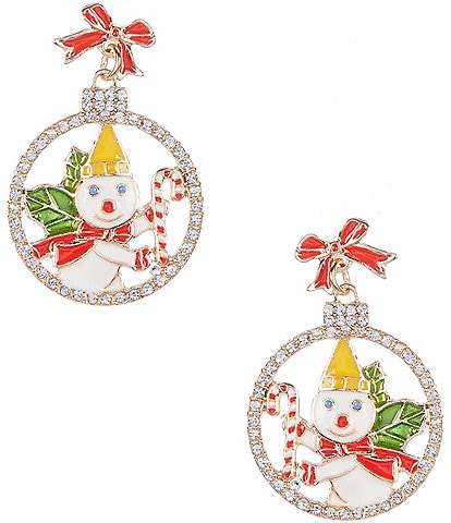 Merry & Bright Mr. Bingle Christmas Ornament Drop Earrings