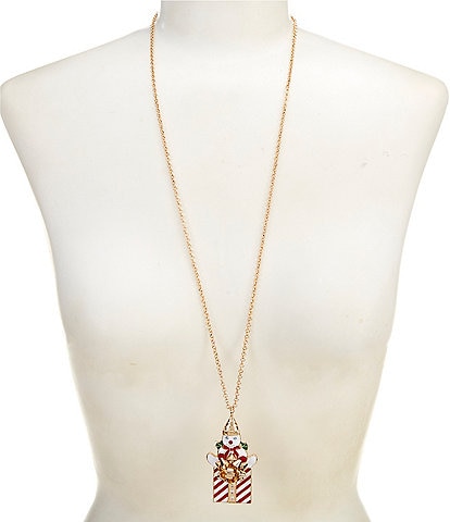 Merry & Bright Mr. Bingle Christmas Tree Long Pendant Necklace