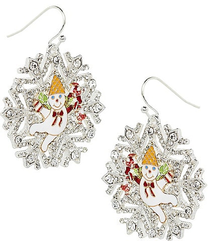 Merry & Bright Mr. Bingle Snowflake Drop Earrings
