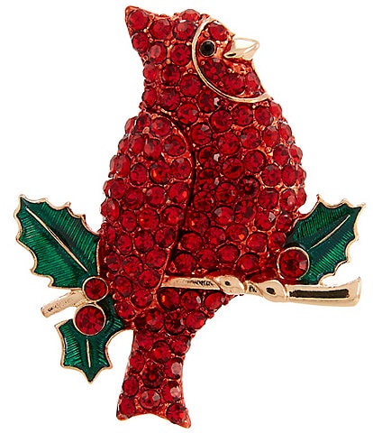 Merry & Bright Pave Cardinal On Branch Pin
