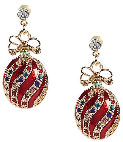Merry & Bright Pave Christmas Ornament Drop Earrings