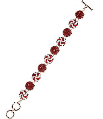 Merry & Bright Red Caviar Candy Cane Christmas Line Bracelet