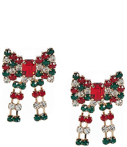 Merry & Bright Red Christmas Bow Drop Earrings