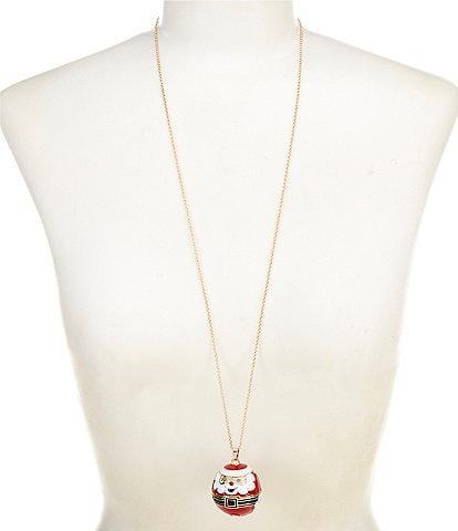 Merry & Bright Santa Jingle Pendant Long Strand Necklace