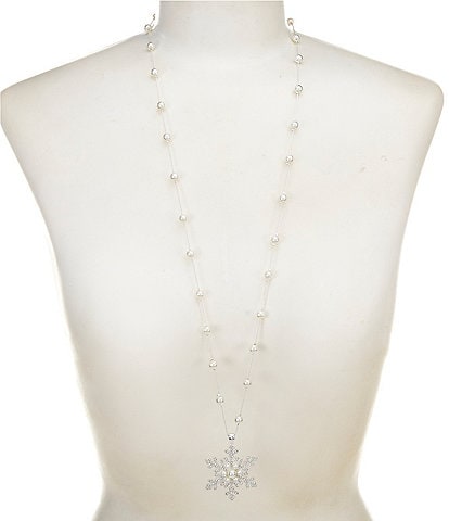 Merry & Bright Snowflake Long Pendant Necklace