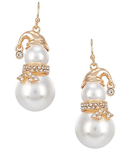 Merry & Bright Snowman Double Pearl Drop Earrings