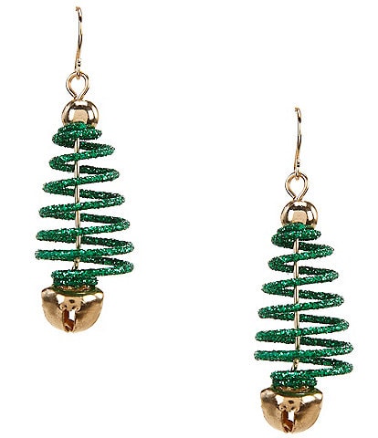 Merry & Bright Spiral Glitter Christmas Tree Drop Earrings