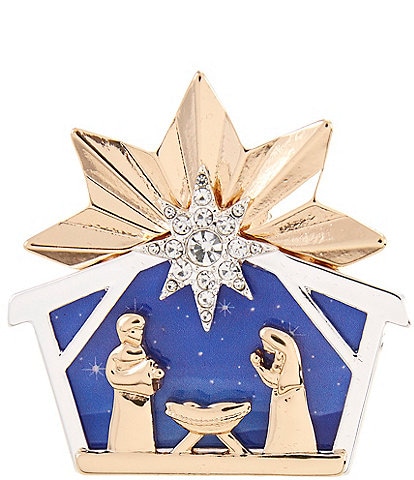 Merry & Bright Star Blue Sky Nativity Pin