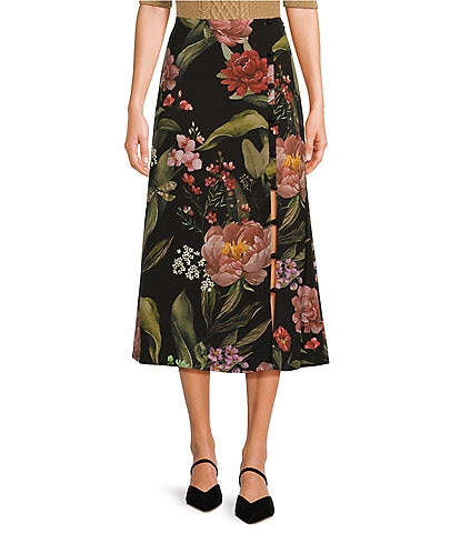 Mestiza New York Althea Crepe Floral Print Midi A-Line Skirt