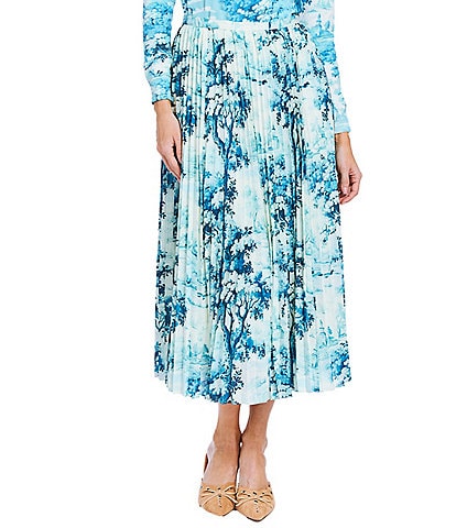 Mestiza New York Daniella Twill Floral Print Pleated Midi Skirt