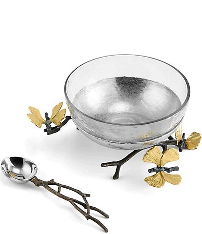 Michael Aram Butterfly Ginkgo Collection Glass Nut Dish with Spoon