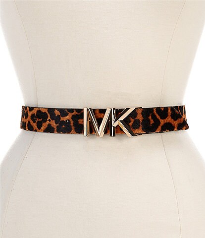 Michael Kors 1.2#double; Leopard Print Haircalf Leather Belt