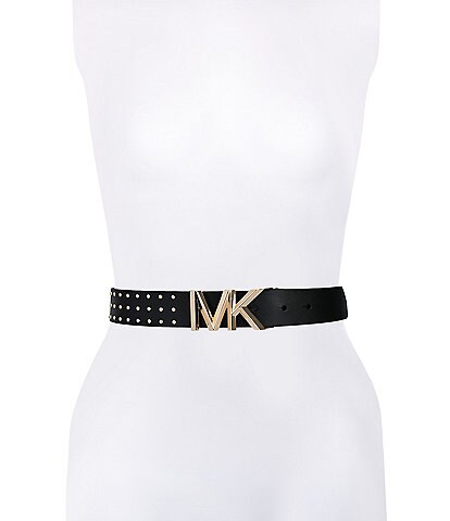 Michael Kors 1.25#double; Astor MK Logo Stud Leather Belt