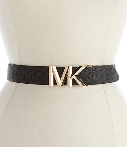 Michael Kors 1.5#double; Reversible MK Signature Logo Leather Belt