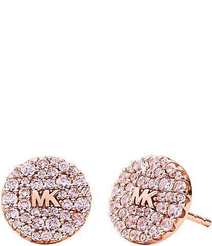 Michael Kors 14k Rose Gold-Plated Pav Logo Stud Earrings