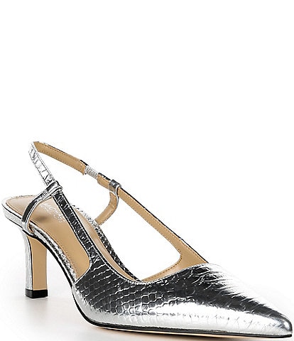 Michael Kors Alora Mid Embossed Leather Slingback Pumps