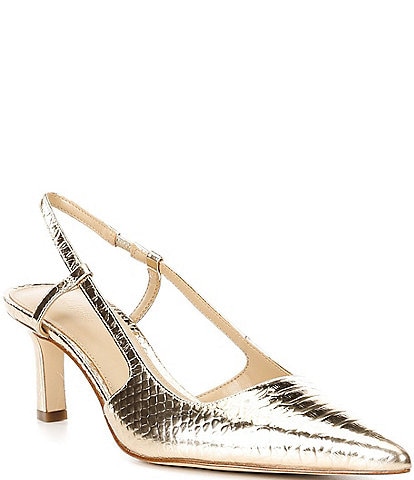 Michael Kors Alora Mid Embossed Leather Slingback Pumps