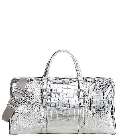 Michael Kors Bedford Travel Extra-Large Metallic Crocodile Embossed Leather Weekender Bag