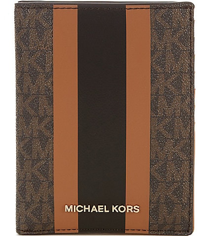 Michael Kors Bedford Travel Medium Logo Stripe Passport Wallet