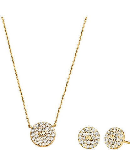 Michael Kors Brilliance 14K Gold Plated Short Necklace and Earrings Set