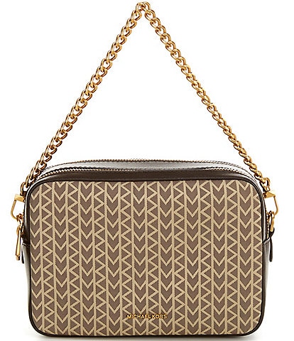 Michael Kors Bryant Nylon Contrast Trim Medium Double Zip Chain Camera Convertible Crossbody Bag
