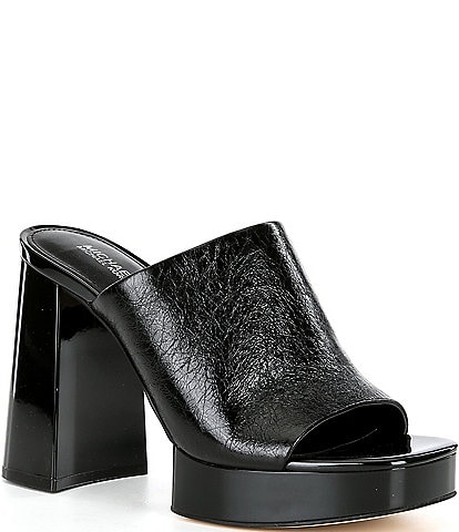 Michael Kors Celeste Leather Platform Block Heel Slide Sandals