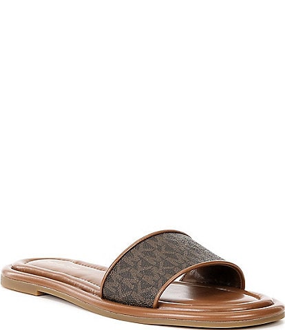 Michael Kors Dana MK Logo Banded Slide Sandals