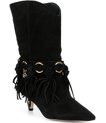  Daniela Fringe Suede Kitten Heel Mid Boots