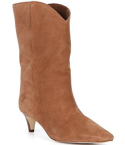 Michael Kors Daniela Suede Kitten Heel Mid Calf Boots