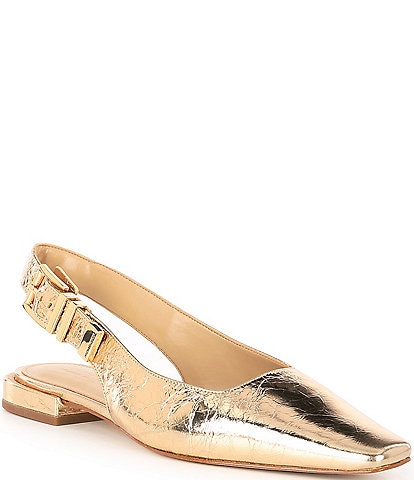 Michael Kors Darrington Metallic Leather Slingback Flats