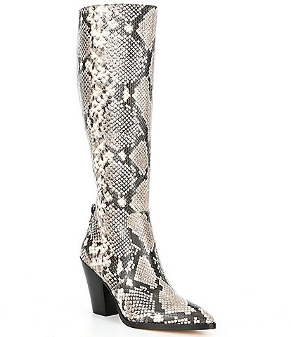 Michael Kors Dover Snake Embossed Leather Tall Boots
