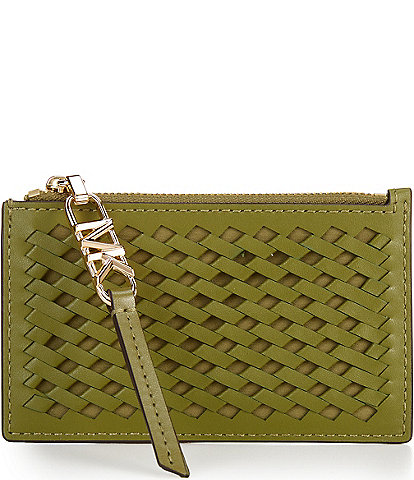 Michael Kors Empire Small Woven Leather Card Case