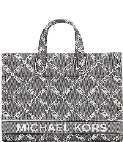 Michael Kors Gigi Large Logo Chain Jacquard Grab Tote Bag