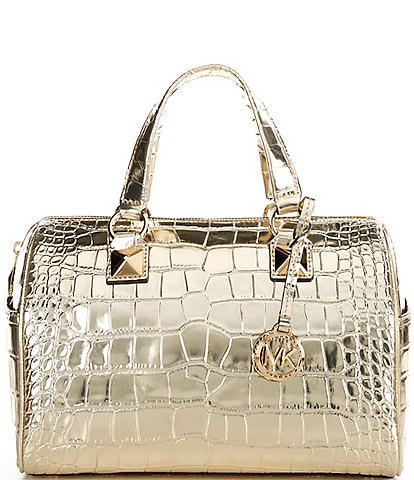 Michael Kors Grayson Metallic Duffle Satchel Bag