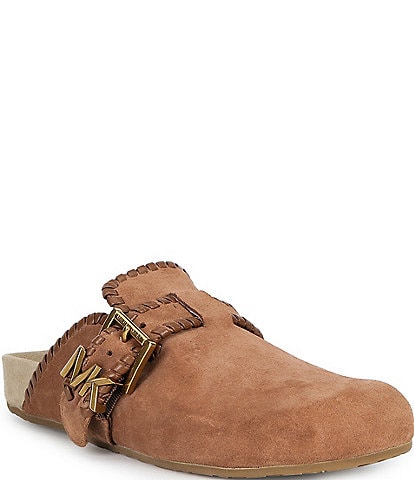 Michael Kors Greer Suede Logo Mules