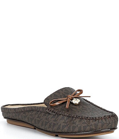 Michael Kors Greta Logo Washed Denim Bow Mules