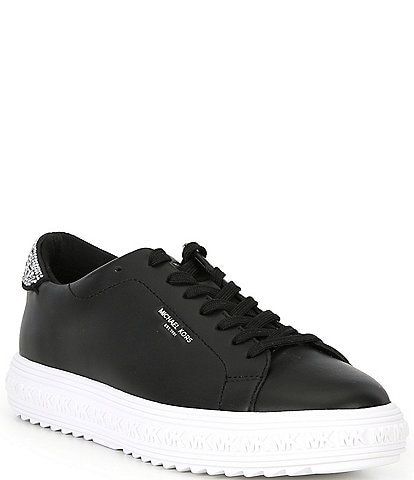 Michael Kors Grove Leather Rhinestone Accent Sneakers