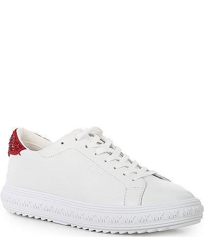 Michael Kors Grove Leather Rhinestone Accent Sneakers