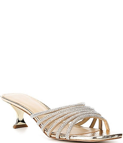 Michael Kors Haisley Microsuede Hot Fix Kitten Heel Slide Sandals