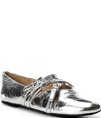 Michael Kors Indy Flex Metallic Leather Mary Jane Ballet Flats