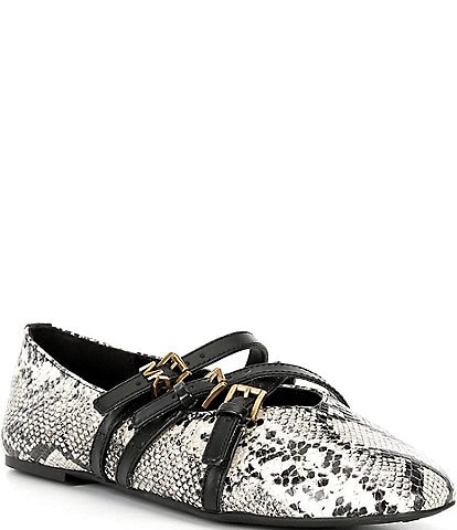 Michael Kors Indy Flex Snake Embossed Leather Mary Jane Ballet Flats