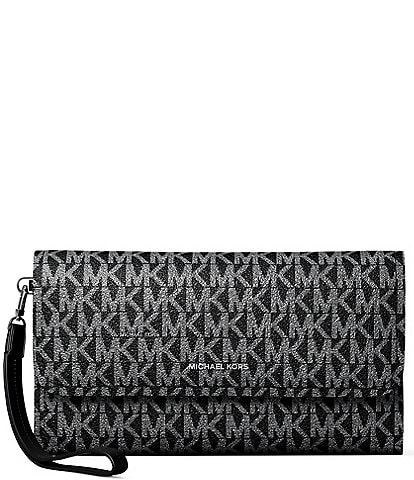 Michael Kors Jet Set Medium Logo Metallic Dots Flap Double Zip Wristlet