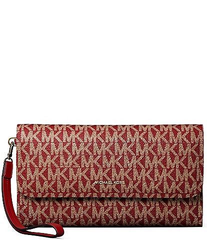 Michael Kors Jet Set Medium Logo Metallic Dots Flap Double Zip Wristlet