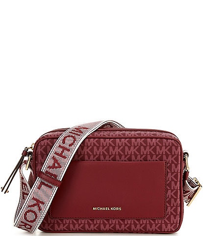 Michael Kors Jet Set Nylon Signature Logo Large E/W Contrast Trim Crossbody Bag